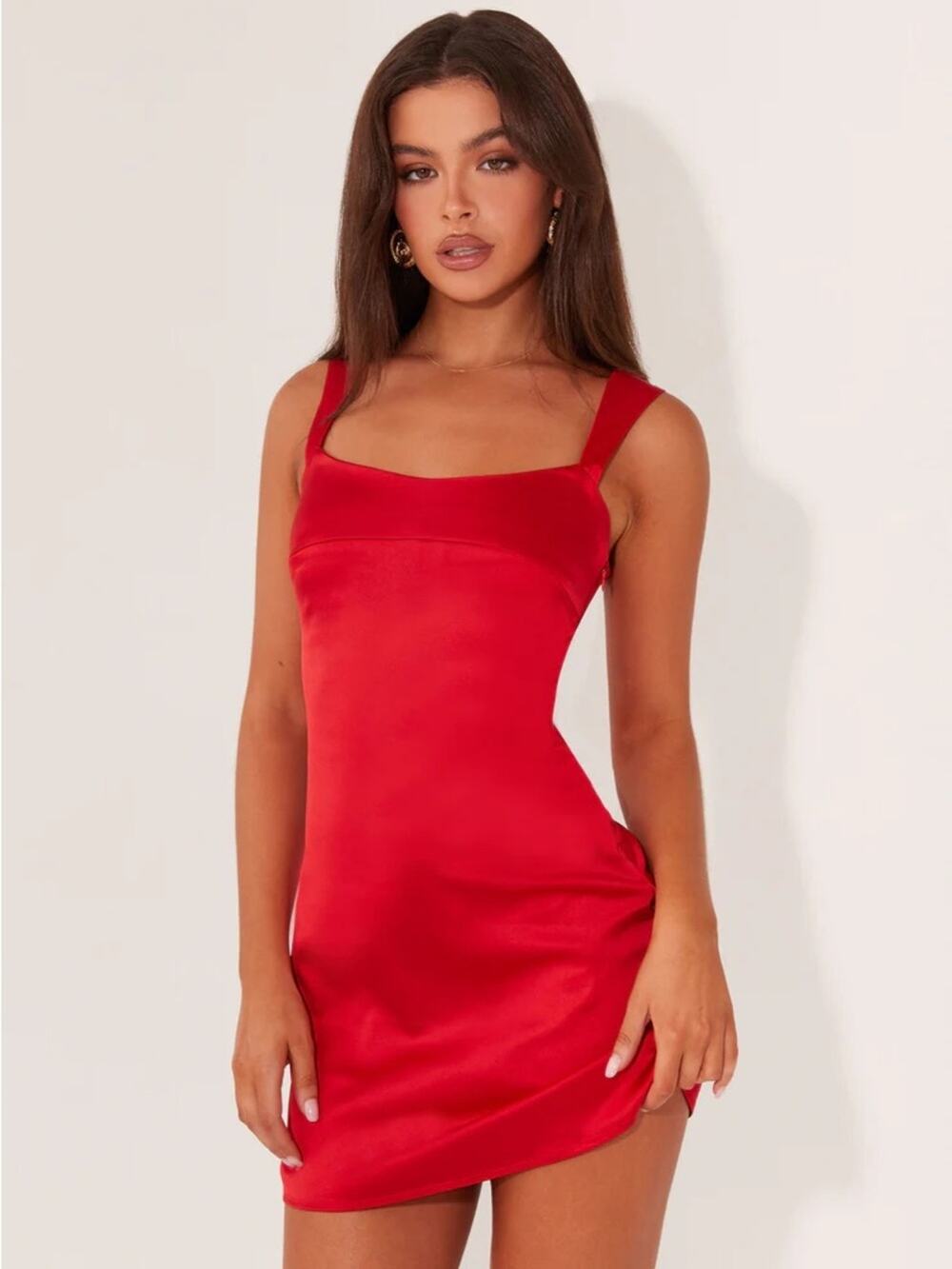 New! PEPPERMAYO $75 Odette Satin Mini Dress - Red MED US 10 NWT